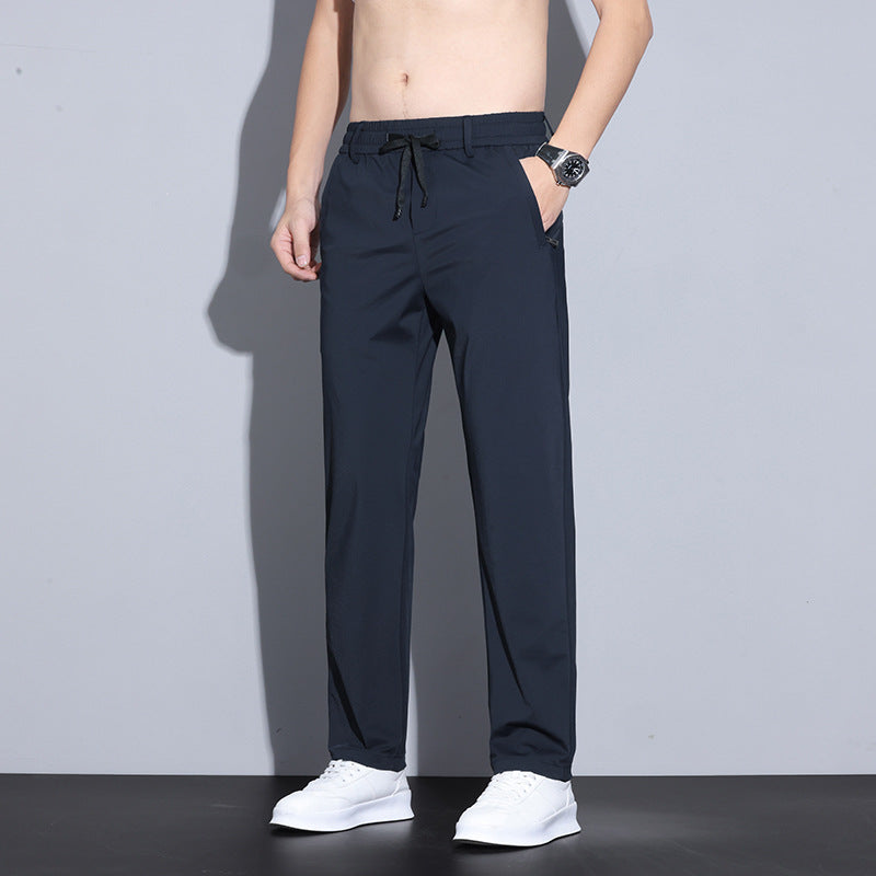 Summer Lightweight Ice-silk Pants Loose Straight Fit