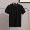 Mens Solid-Colored Slim-Fit Business-Style Fashionable Lapel Shirt With Short Sleeves