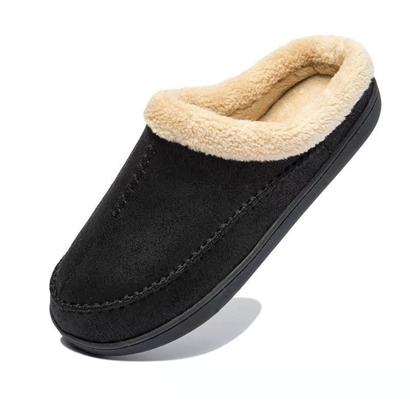 Mens Fur-lined Slippers From Europe And The US Non-slip Bean-shaped Cotton Shoes