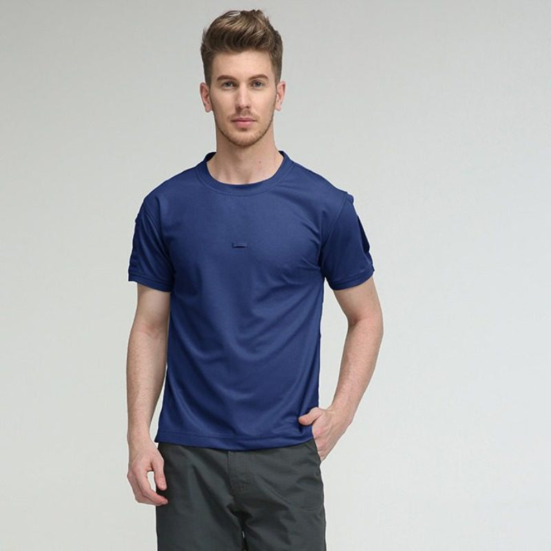 Tech Fabric Springsummer T-shirt For Outdoor Sports Mens Crew-neck Short-sleeve Quick-drying Top