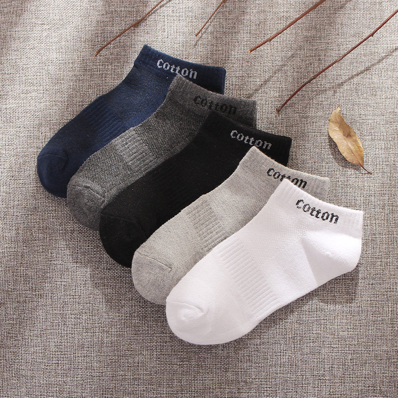 Summer Low-cut Solid-color Business Cotton Trendy Sweat-absorbent Breathable And Low-cut Ankle Socks