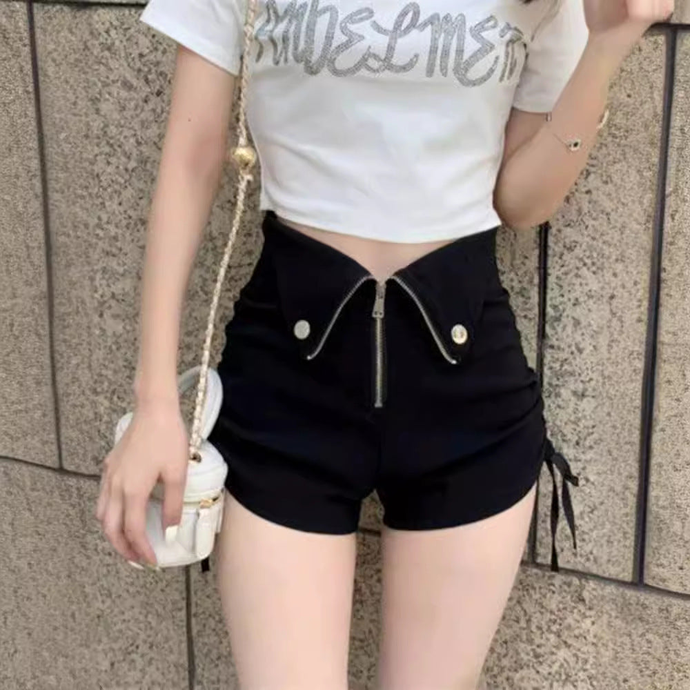 Womens Ultra-high-rise Black Shorts