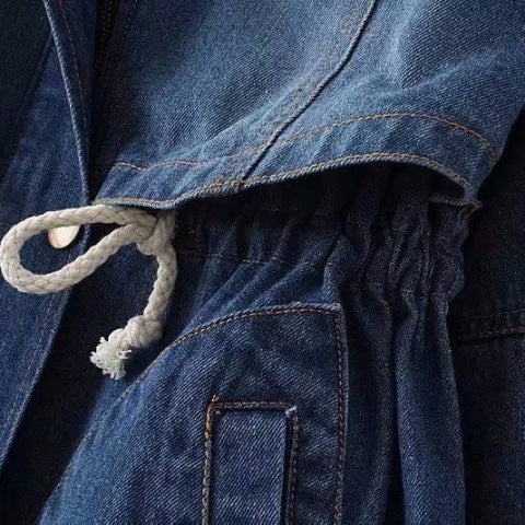 Winter New Womens Fleece-Lined Mid-Length Denim Padded Jacket Coats