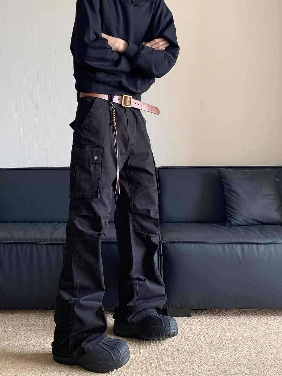 Retro Multi-pocket Cargo Pants Men's Straight Casual Paratrooper Pants