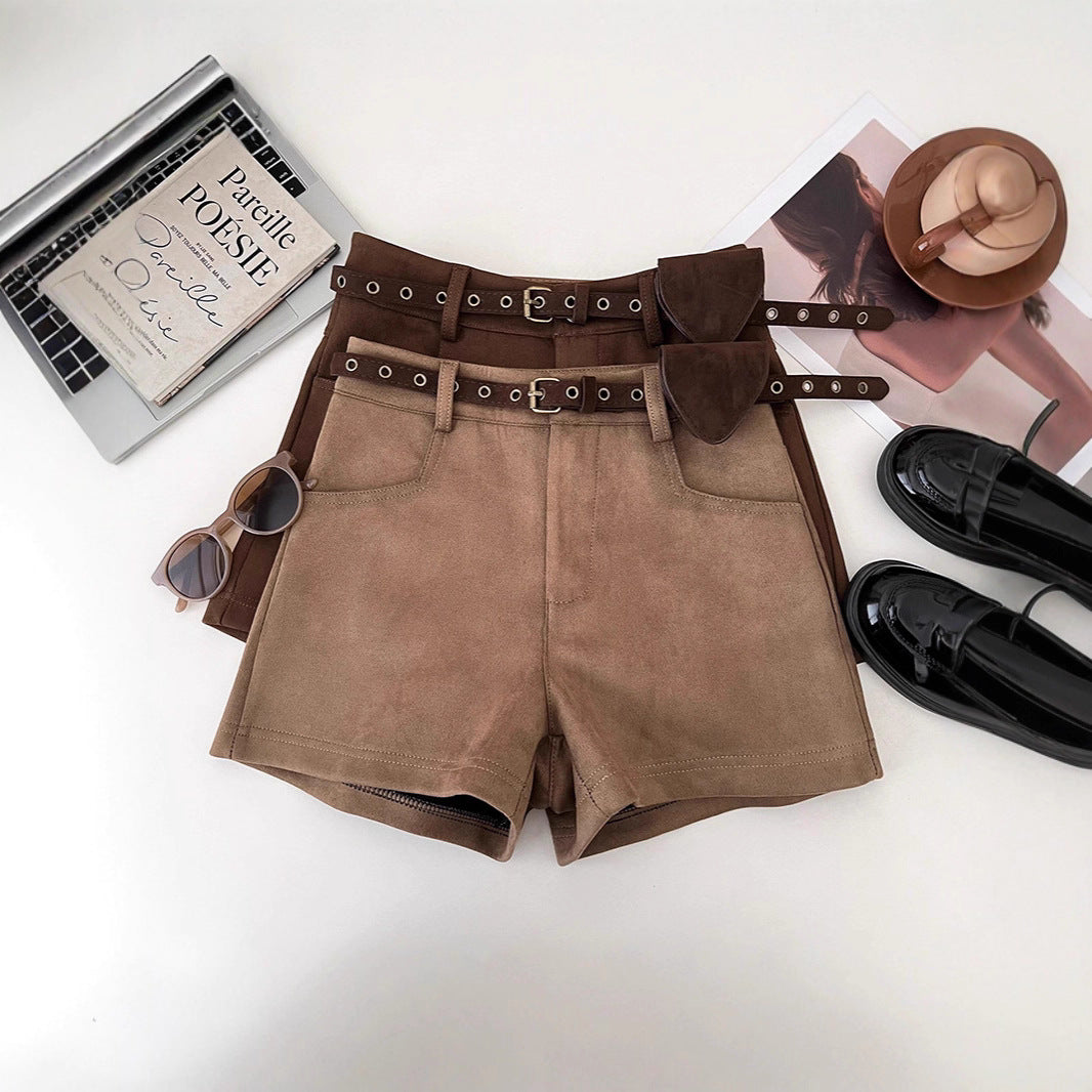 Womens Versatile Suede-Like Shorts For A Bold Edgy Look