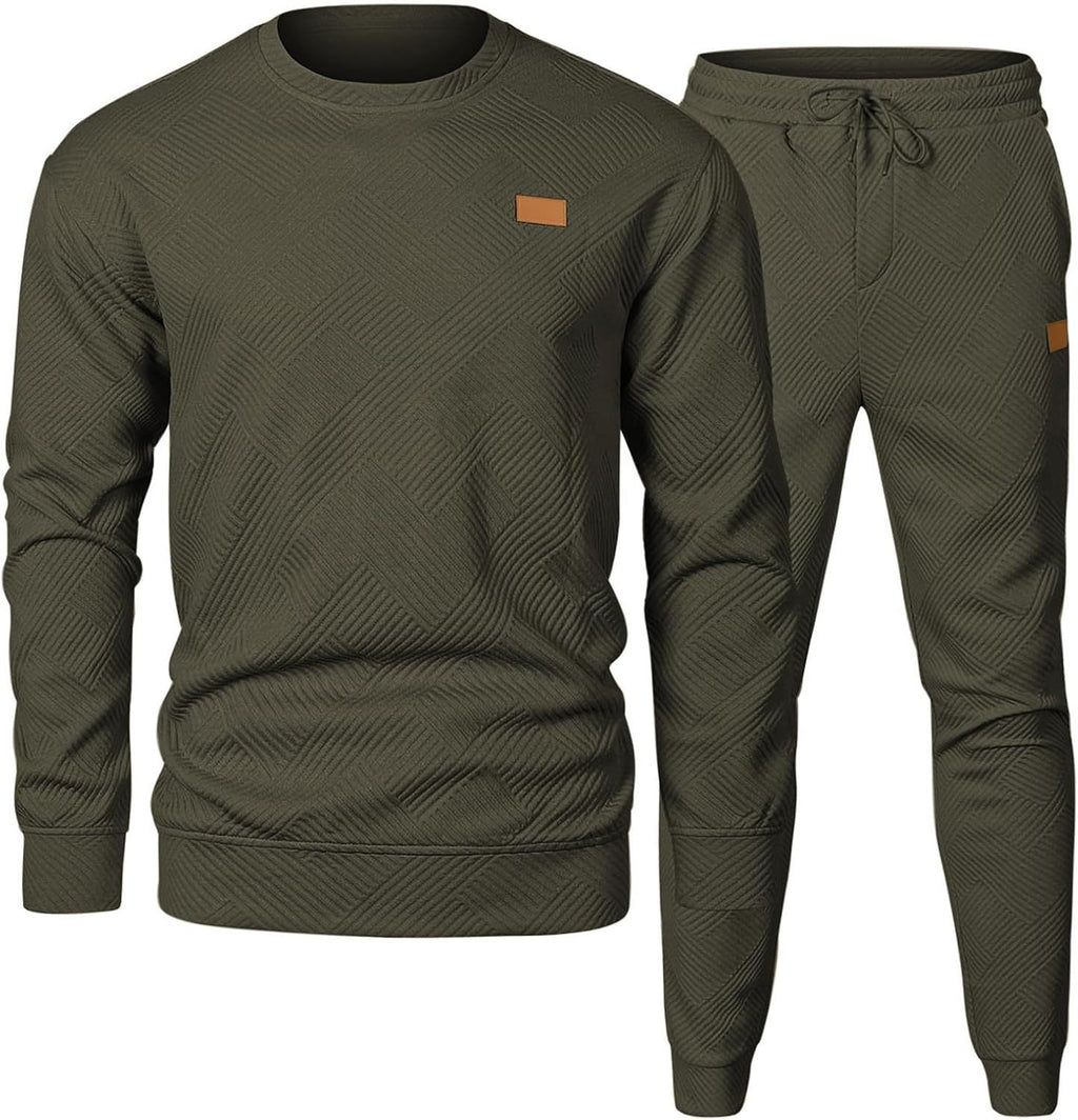 Round Neck Jacquard Sweater Set Men