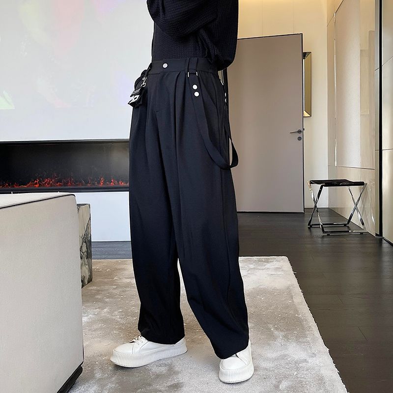 Draped Loose-fitting Mens Casual Pants With Wide Legs That Drag On The Floor
