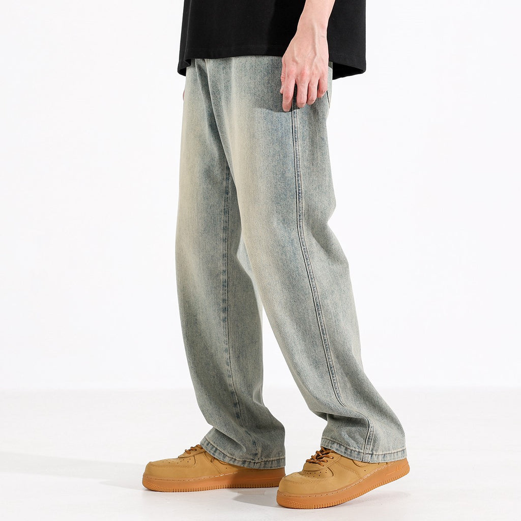 Yellow Mud Dyed Straight Jeans For Men