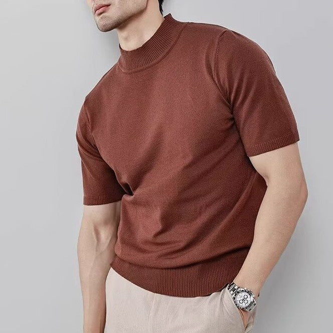 Knitwear Men's Ice Silk Half Turtleneck Solid Color