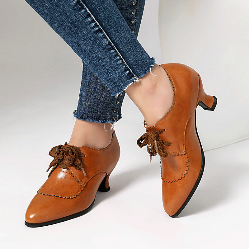 Pointed-toe Chunky-heel Womens Shoes