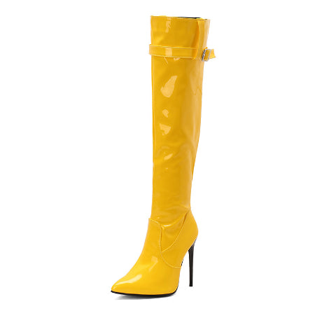 Womens High-heeled Pointed-toe Above-the-knee Thigh-high Boots