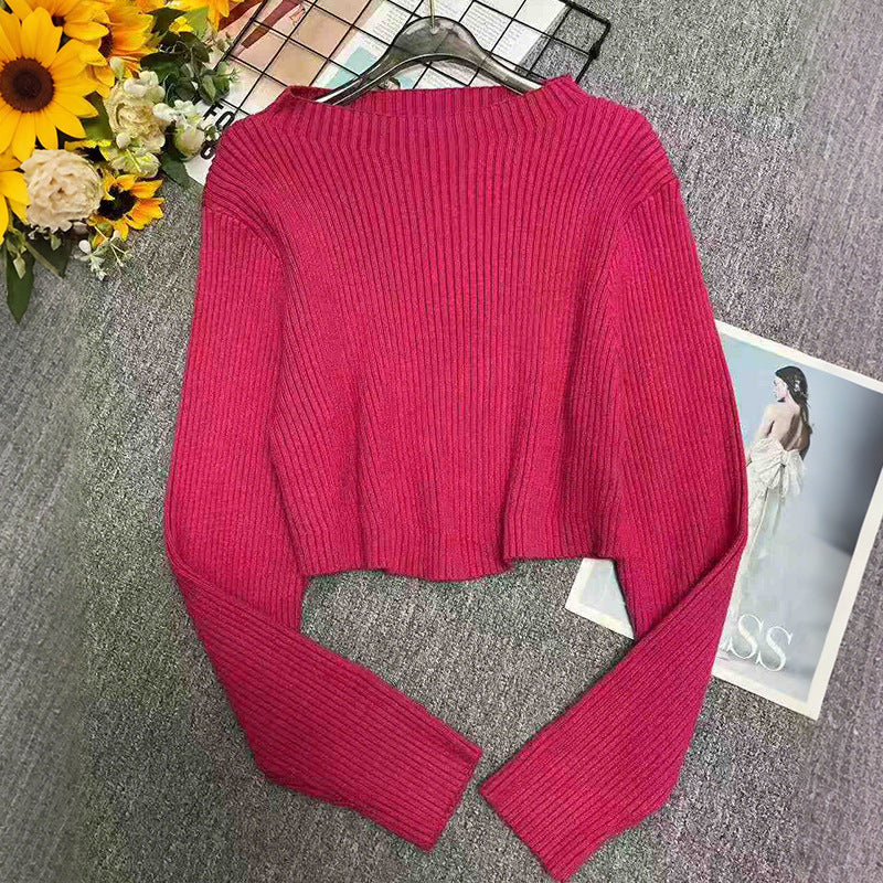 Womens Solid-Color Casual Fashionable Minimalist Knitted Top