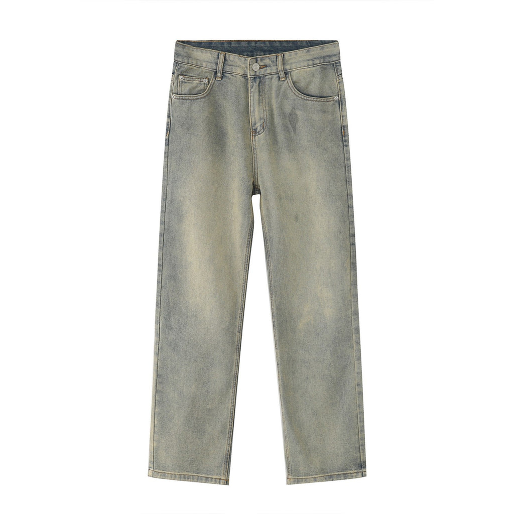 Black And White Basic Simple Jeans Men's Slim Trousers