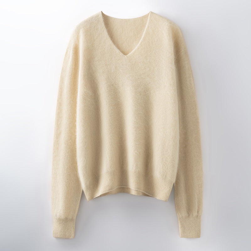 Versatile Loose-fitting Brushed Sweater In A Solid Color