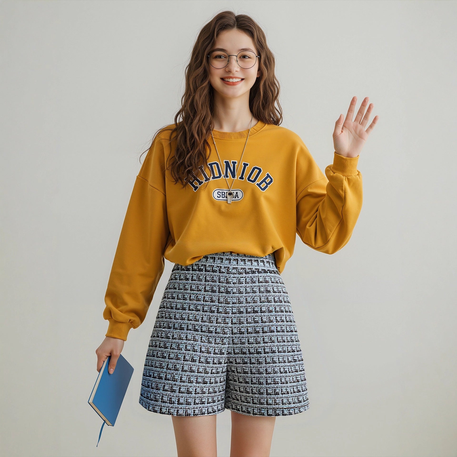 Fashionable Plaid Knitted Shorts For Women