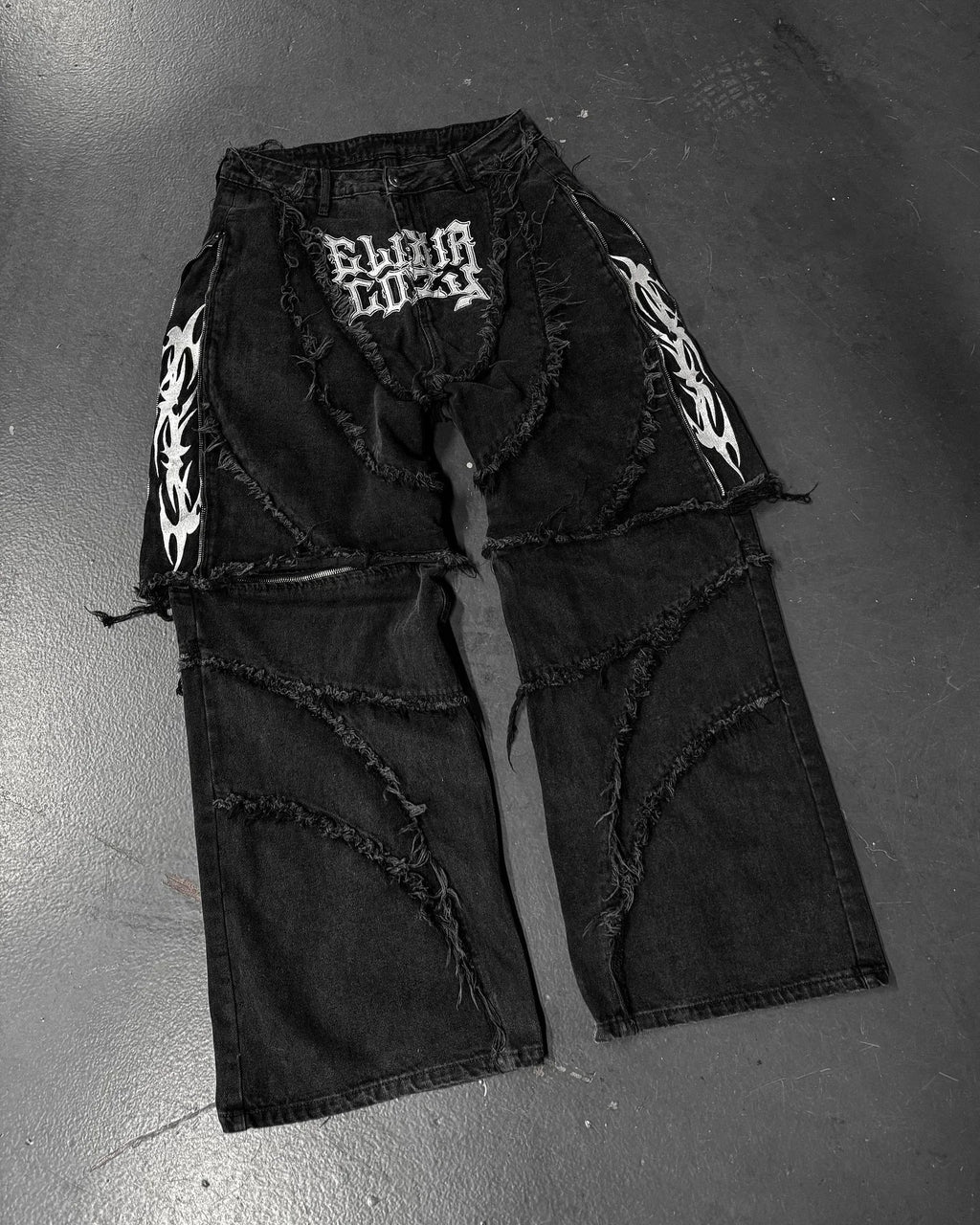 Retro Bat Pattern Lazy Embroidered Loose Jeans