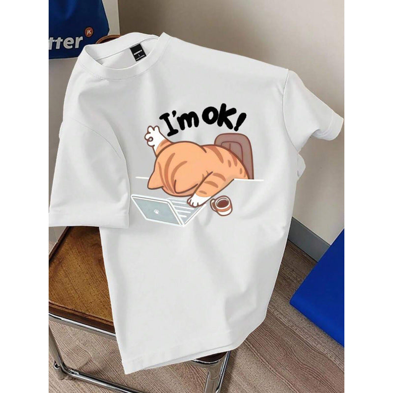 100 Cotton Casual Men's Short-Sleeve Crew-Neck T-Shirt