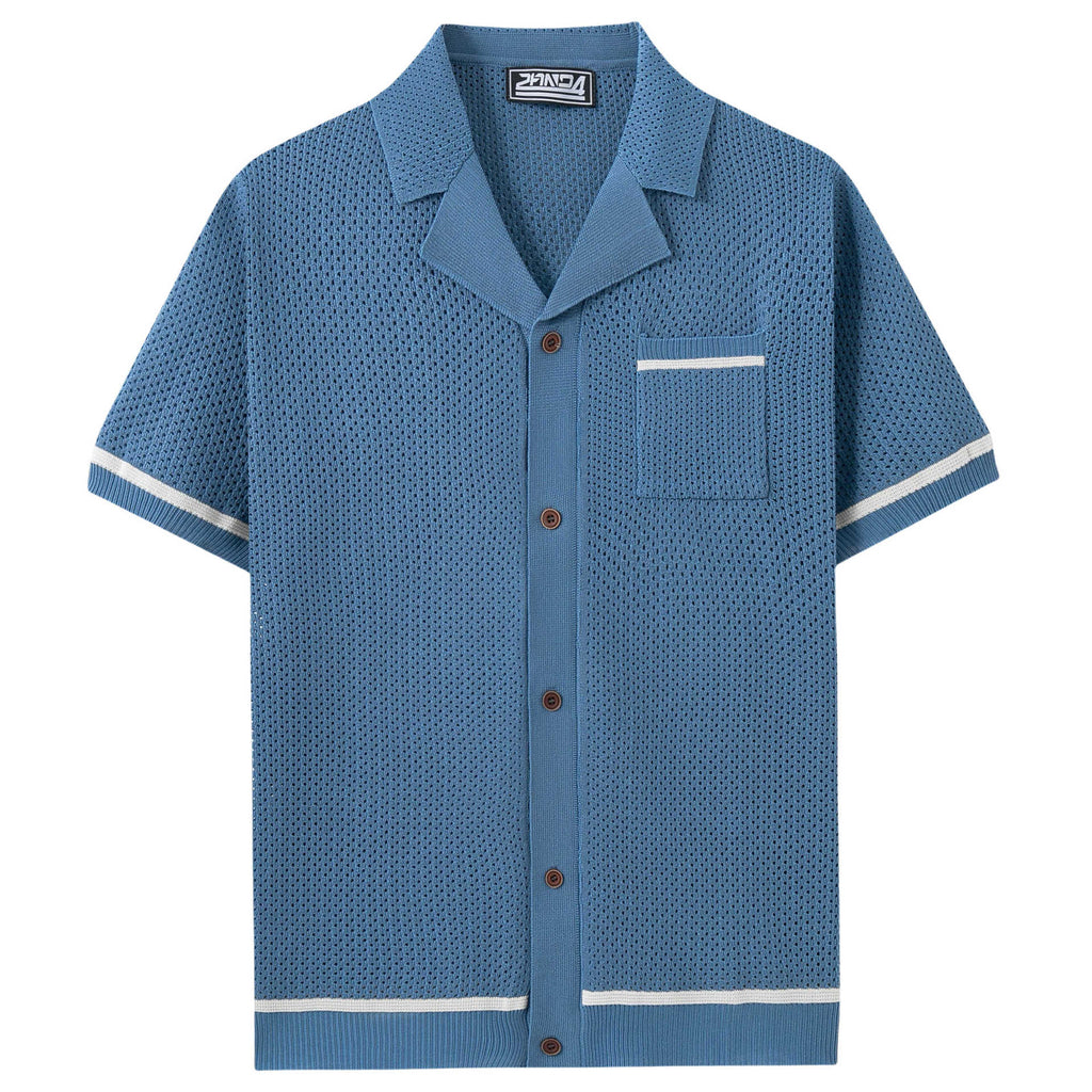 Mens Summer Casual Hollow-Out Knit Top