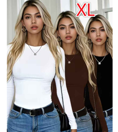 Ladies Solid Color Slim Bottoming Shirt