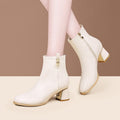 Womens Chunky-heeled Shoes With A Side-zip Design