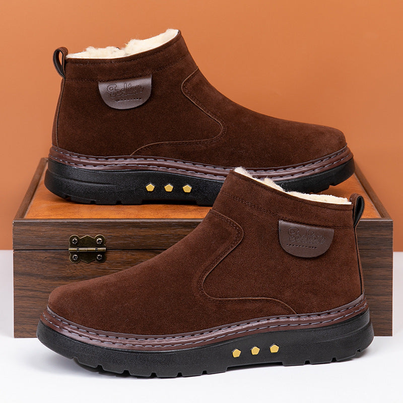 Warm Non-slip Sheep Wool Plus Velvet Thick Cotton Shoes