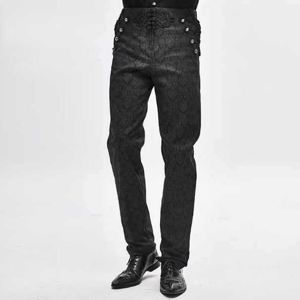 Fashionable Embroidered Chinese Knot Ethnic-Style Gothic Mens Pants