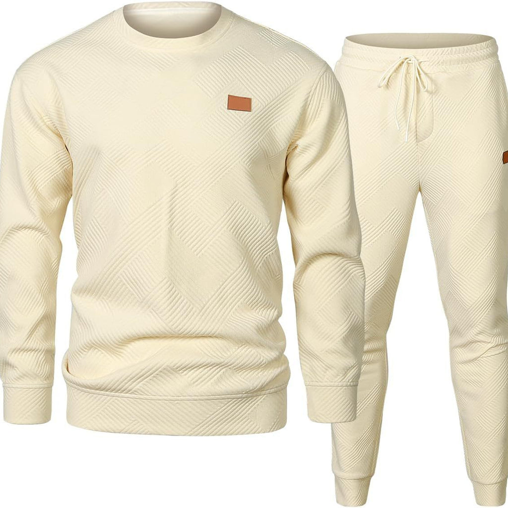 Round Neck Jacquard Sweater Set Men